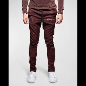 Monfrere Men's Walker Fire Drawstring Pants skinny cotton jogger faded dark red